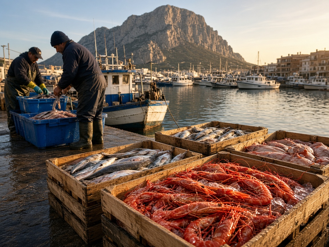 Verse vis in de haven van Calpe