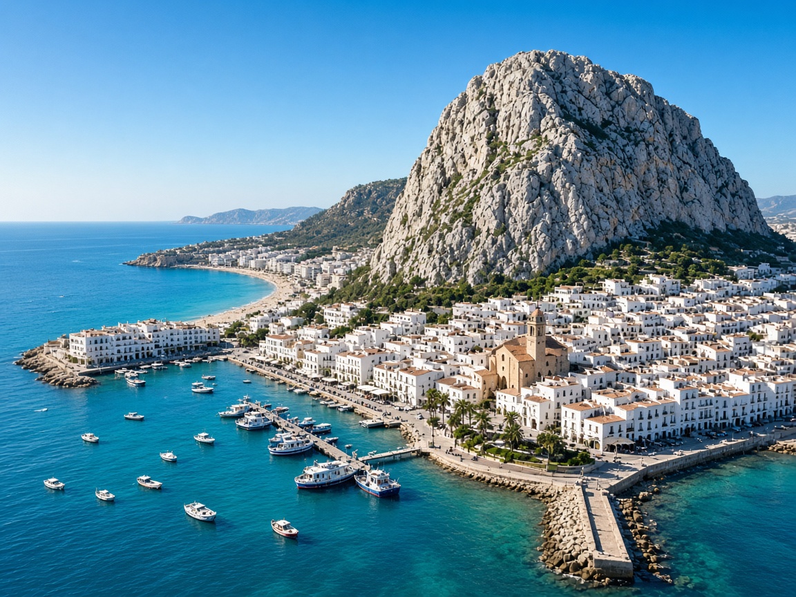 Haven en kust van Calpe met de Pe&ntilde;&oacute;n